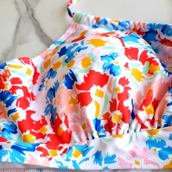 Tutorutor High Waisted Ruffle Floral Print Bikini Set Size M - Picture 7 of 13